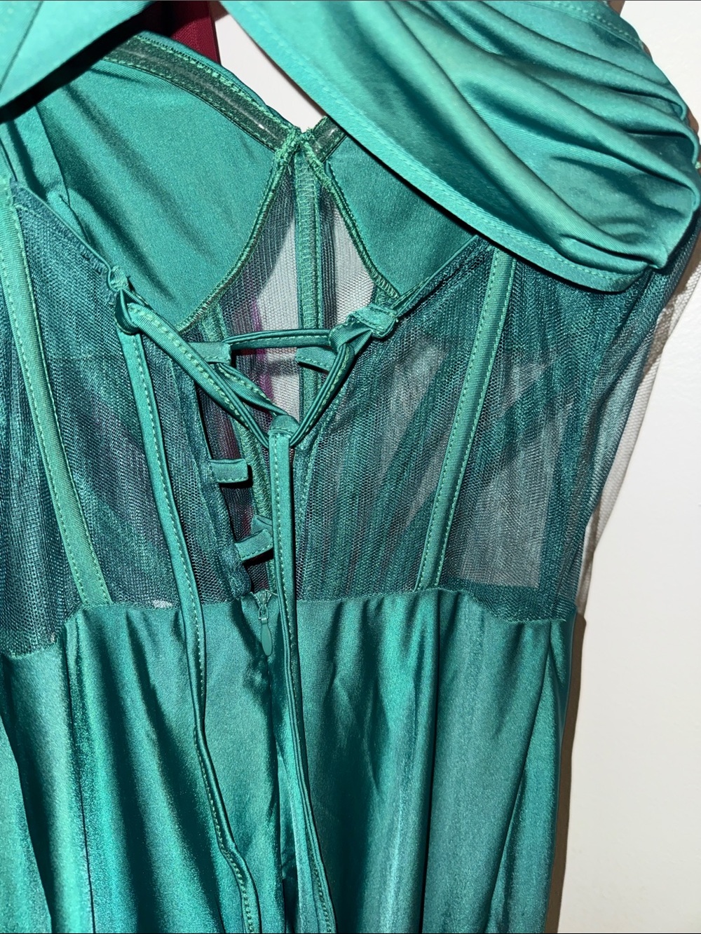 Emerald Green Strapless Maxi Evening Dress - Picture 5 of 7